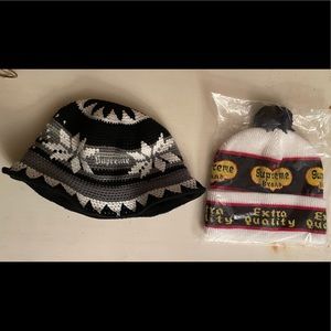 Supreme Hat Bundle: Beanie and Knit Bucket Hat